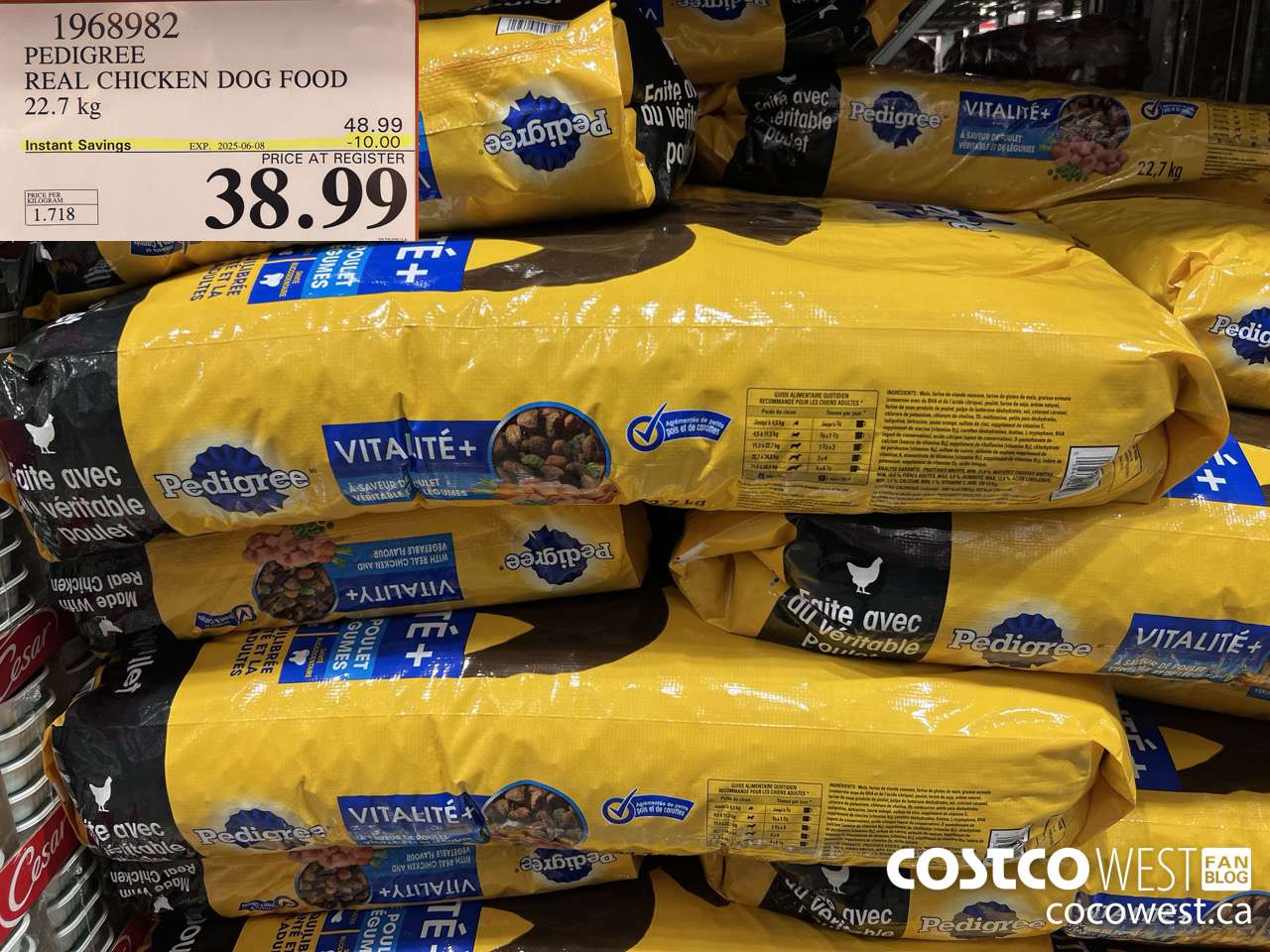 1968982 PEDIGREE REAL CHICKEN DOG FOOD 22.7 kg ($10.00 INSTANT SAVINGS EXPIRES ON 2025-06-08) $38.99