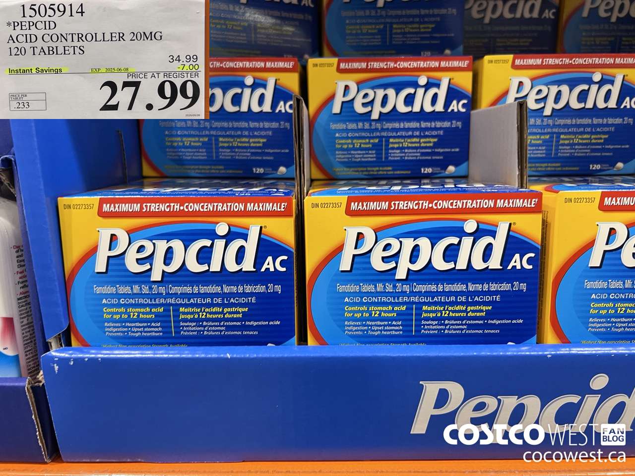 1505914 PEPCID ACID CONTROLLER 20MG 120 TABLETS ($7.00 INSTANT SAVINGS EXPIRES ON 2025-06-08) $27.99