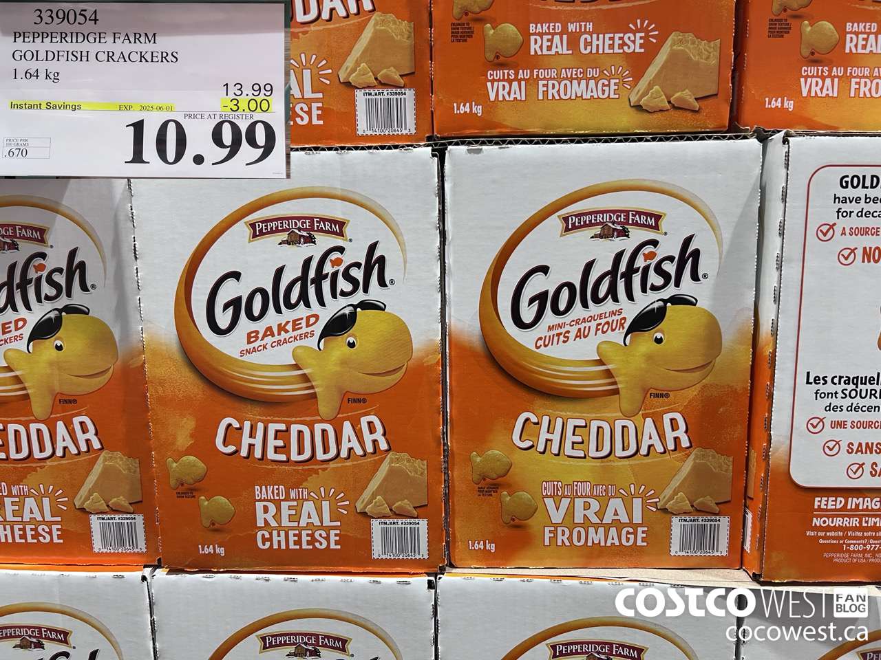 339054 PEPPERIDGE FARM GOLDFISH CRACKERS 1.64 kg ($3.00 INSTANT SAVINGS EXPIRES ON 2025-06-01) $10.99