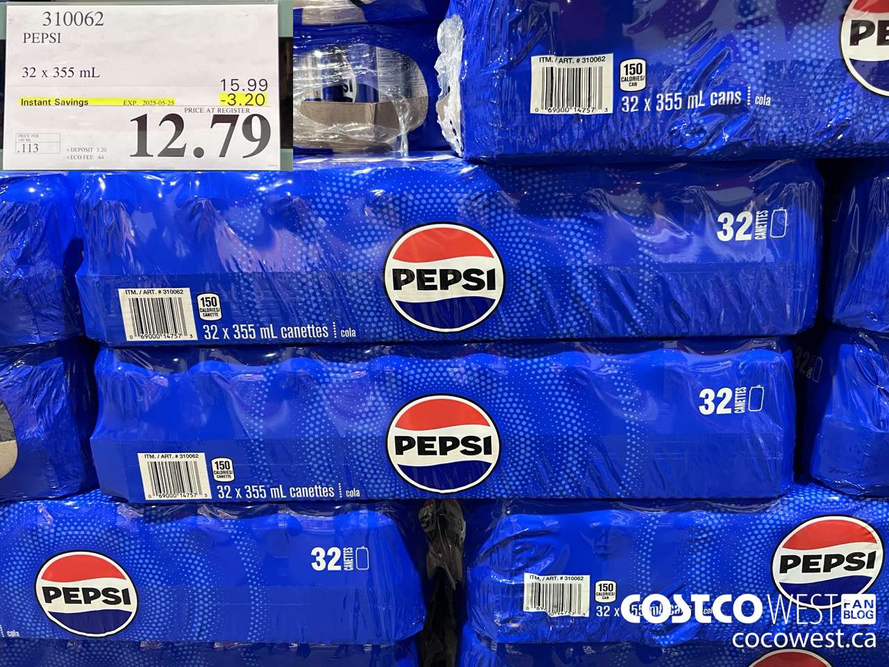 310062 PEPSI 32 X 355 ML ($3.20 INSTANT SAVINGS EXPIRES ON 2025-05-25) $12.79