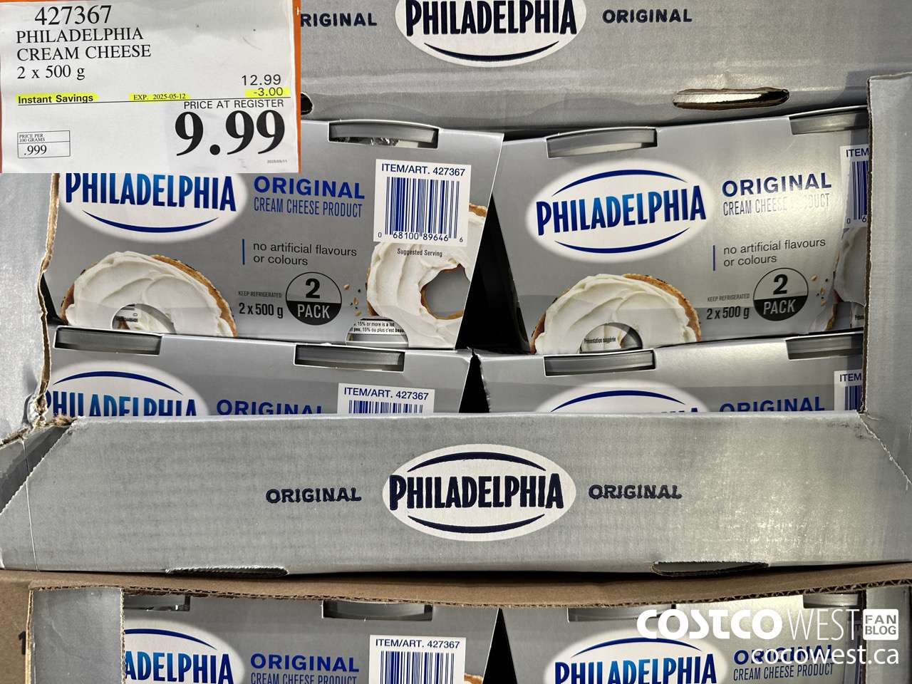 427367 PHILADELPHIA CREAM CHEESE 2 x 500 g ($3.00 INSTANT SAVINGS EXPIRES ON 2025-05-12) $9.99