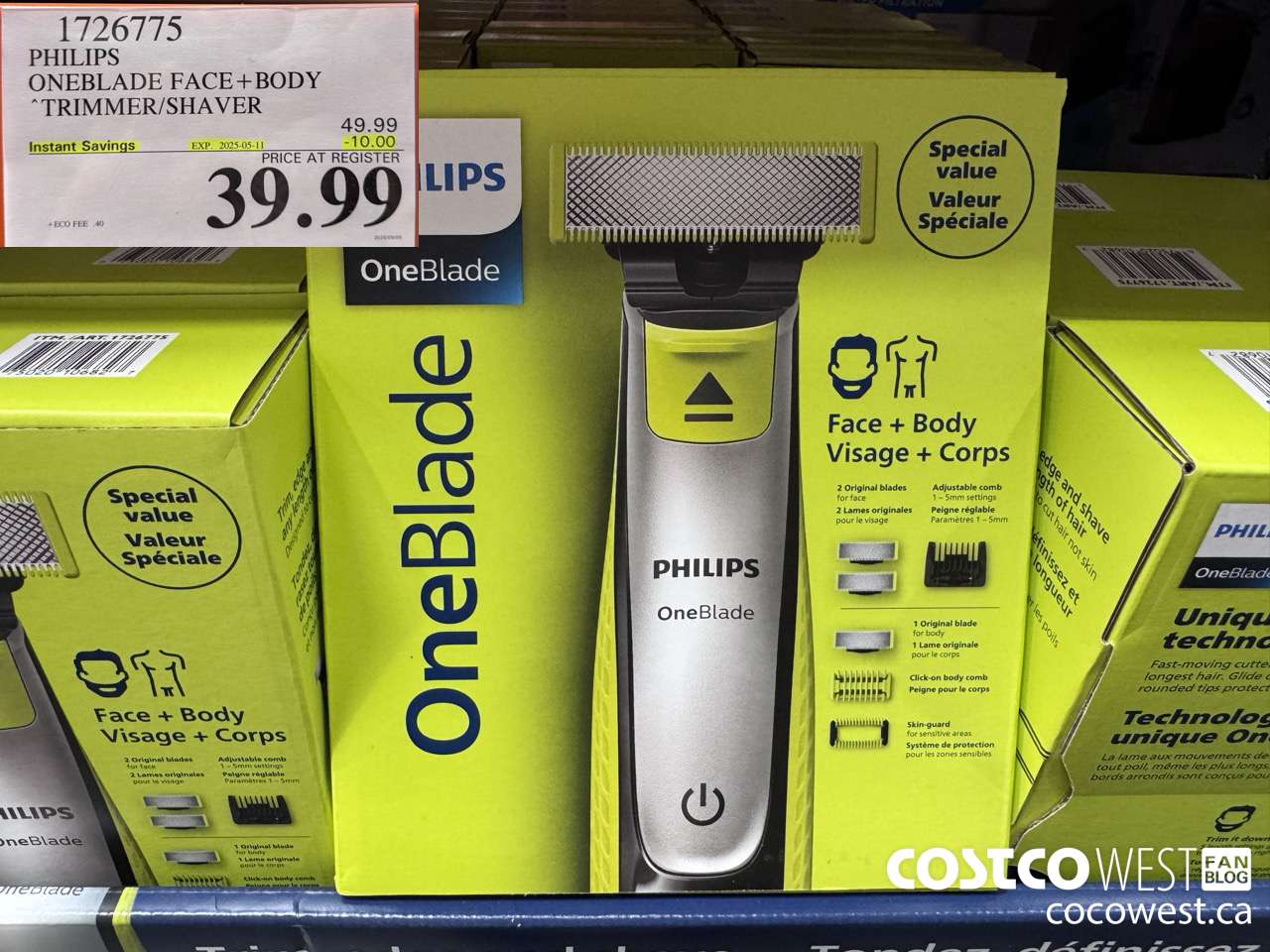1726775 PHILIPS ONEBLADE FACE + BODY TRIMMER/SHAVER ($10.00 INSTANT SAVINGS EXPIRES ON 2025-05-11) $39.99