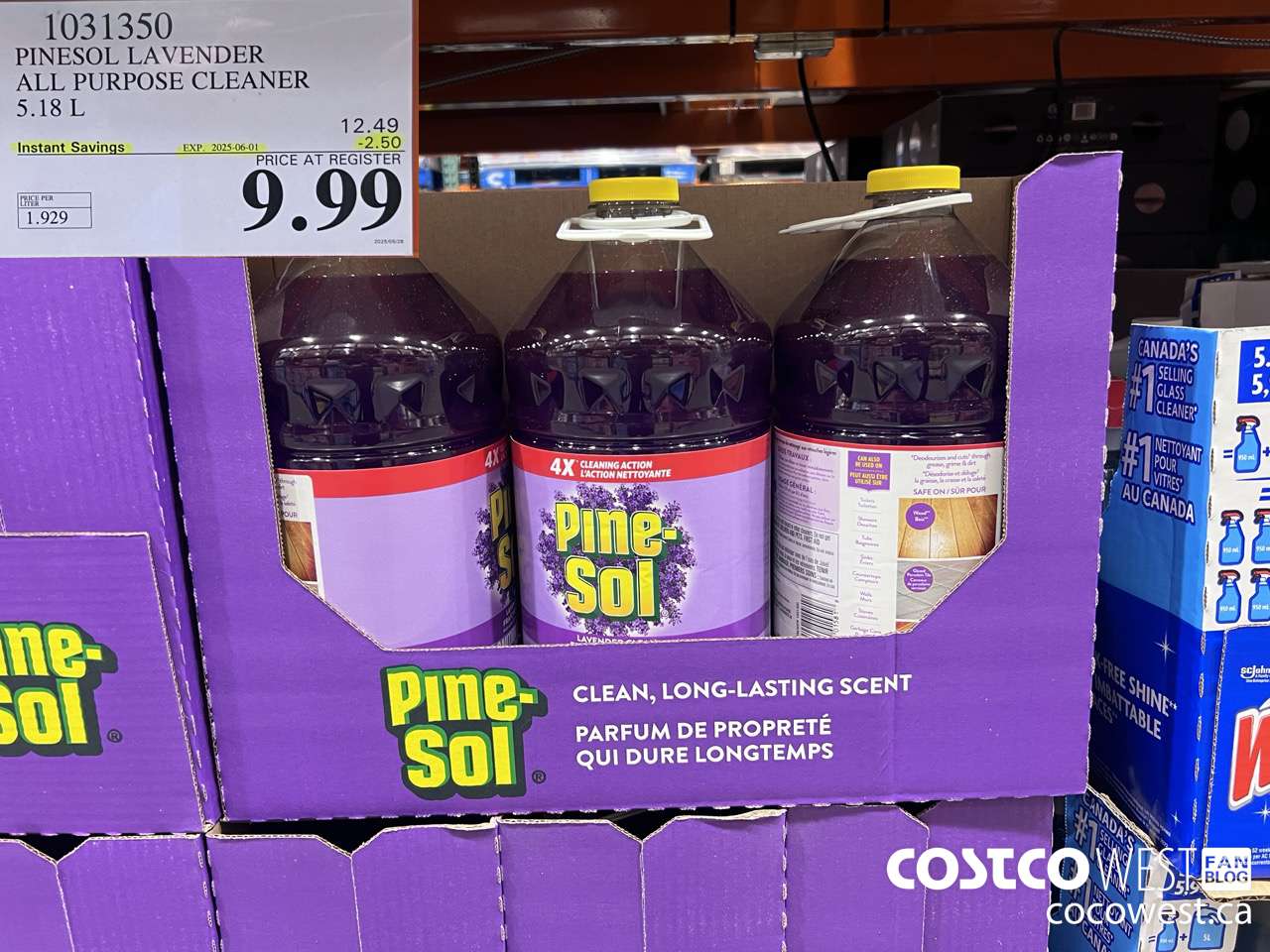 1031350 PINESOL LAVENDER ALL PURPOSE CLEANER 5.18 L ($2.50 INSTANT SAVINGS EXPIRES ON 2025-06-01) $9.99