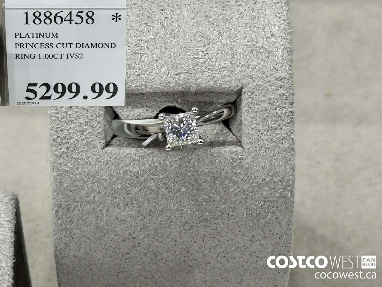 1886458 PLATINUM PRINCESS CUT DIAMOND RING 1.00CT IVS2 $5299.99