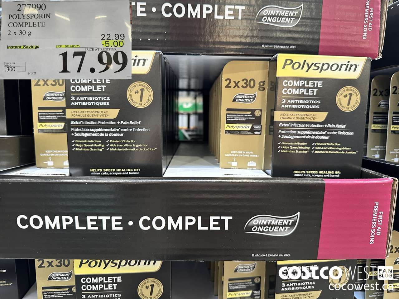 277990 POLYSPORIN COMPLETE 2 X 30 G ($5.00 INSTANT SAVINGS EXPIRES ON 2025-05-25) $17.99