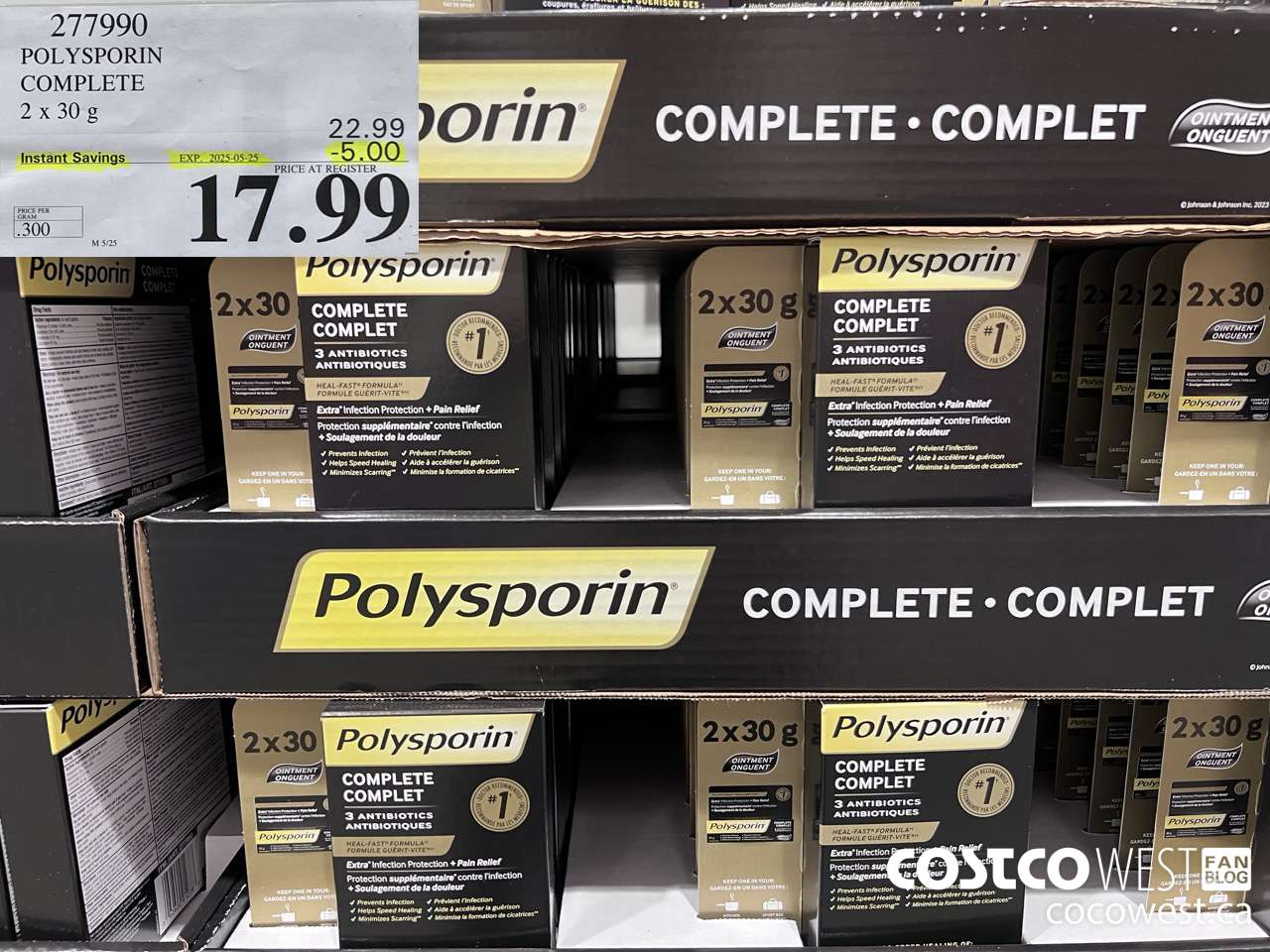 277990 POLYSPORIN COMPLETE 2 X 30 G ($5.00 INSTANT SAVINGS EXPIRES ON 2025-05-25) $17.99
