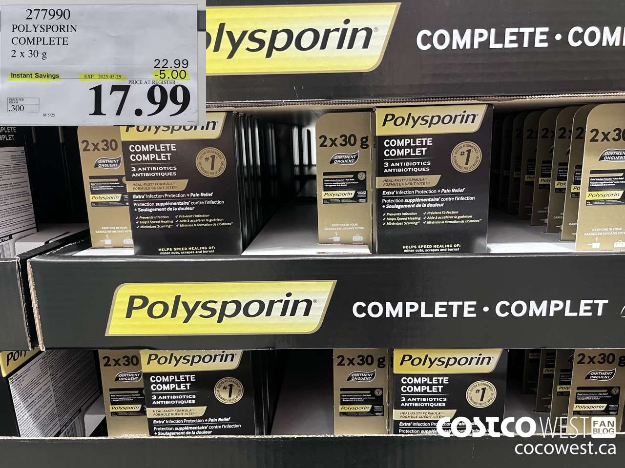 277990 POLYSPORIN COMPLETE 2 X 30 G ($5.00 INSTANT SAVINGS EXPIRES ON 2025-05-25) $17.99
