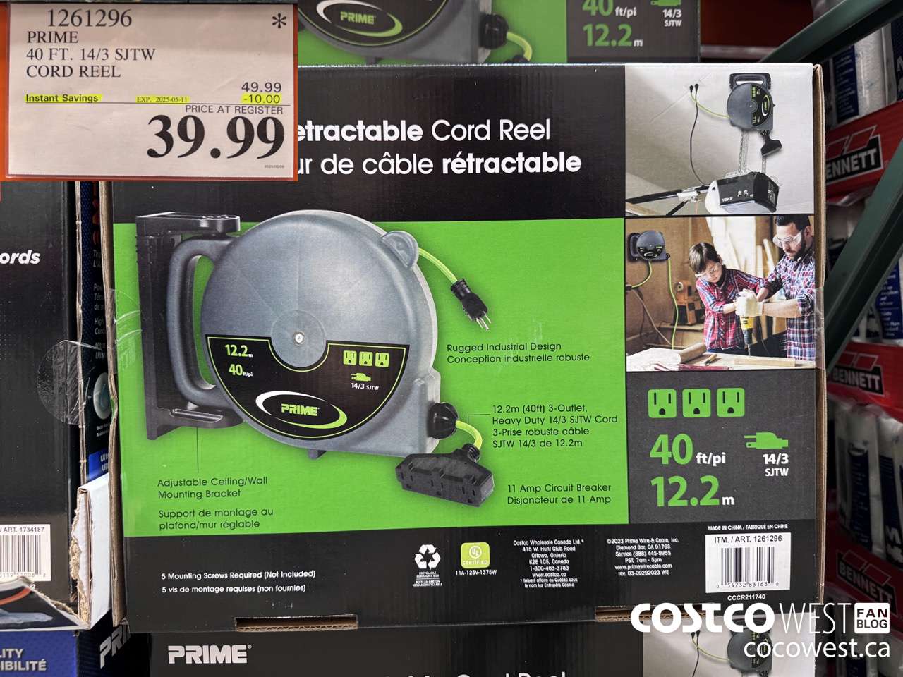 1261296 PRIME 40FT. 14/3 SJTW CORD REEL ($10.00 INSTANT SAVINGS EXPIRES ON 2025-05-11) $39.99