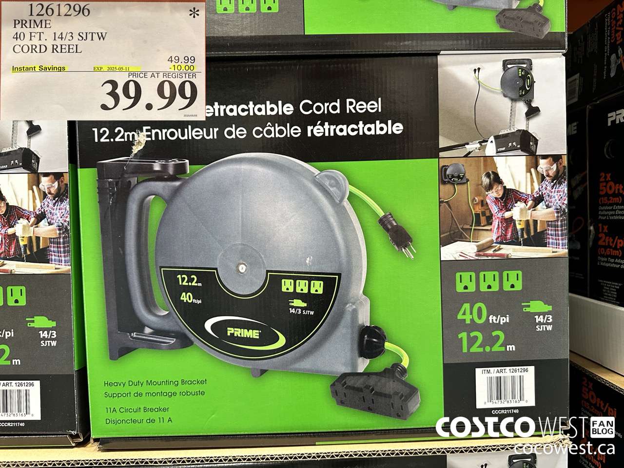 1261296 PRIME 40FT. 14/3 SJTW CORD REEL ($10.00 INSTANT SAVINGS EXPIRES ON 2025-05-11) $39.99