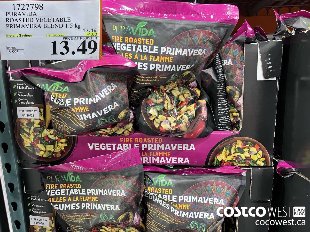 1727798 PURAVIDA ROASTED VEGETABLE PRIMAVERA BLEND 1.5KG ($4.00 INSTANT SAVINGS EXPIRES ON 2025-06-08) $13.49