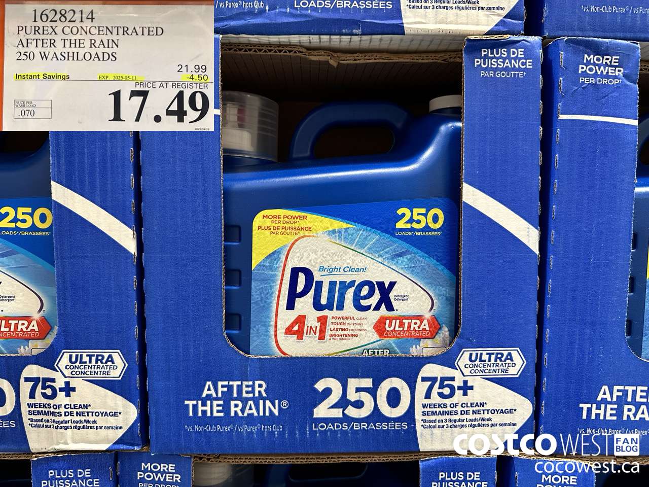 1628214 PUREX CONCENTRATED AFTER THE RAIN 250 WASHLOADS ($4.50 INSTANT SAVINGS EXPIRES ON 2025-05-11) $17.49