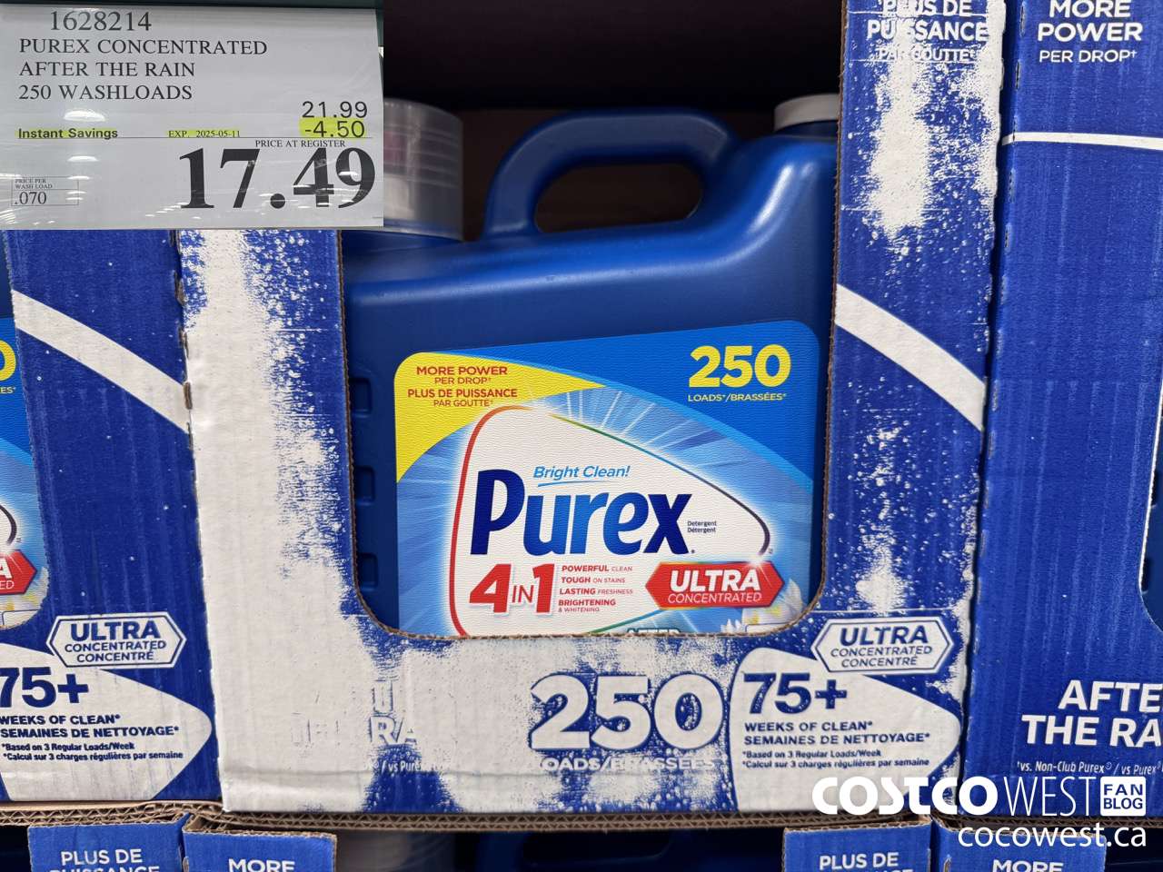 1628214 PUREX CONCENTRATED AFTER THE RAIN 250 WASHLOADS ($4.50 INSTANT SAVINGS EXPIRES ON 2025-05-11) $17.49