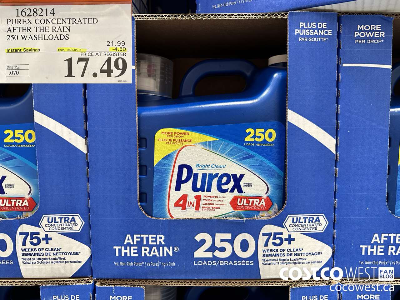 1628214 PUREX CONCENTRATED AFTER THE RAIN 250 WASHLOADS ($4.50 INSTANT SAVINGS EXPIRES ON 2025-05-11) $17.49