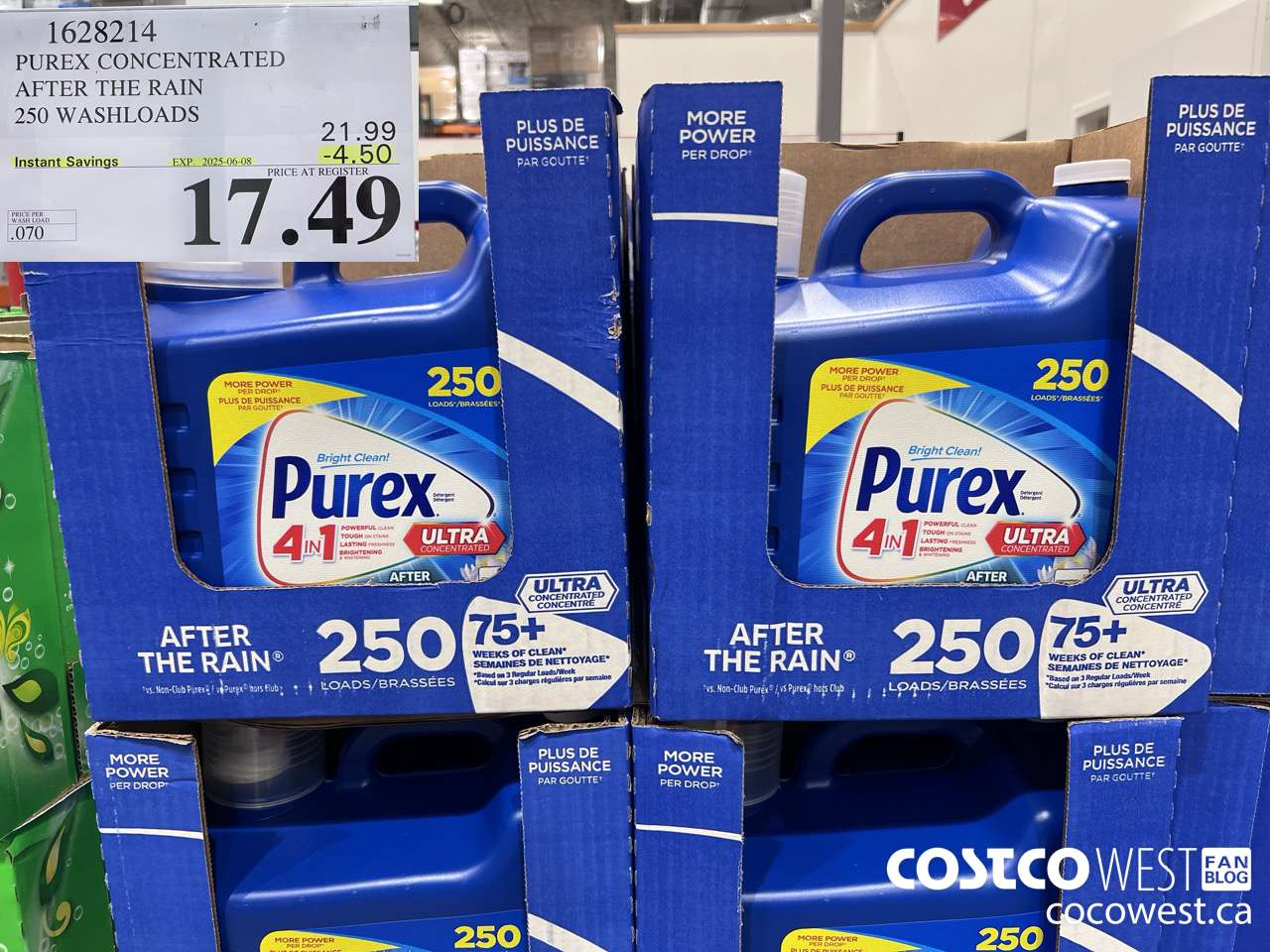 1628214 PUREX CONCENTRATED AFTER THE RAIN 250 WASHLOADS ($4.50 INSTANT SAVINGS EXPIRES ON 2025-06-08) $17.49