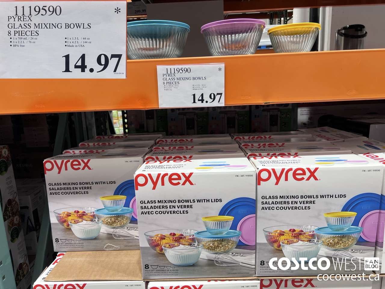 1119590 PYREX GLASS MIXING BOWLS 8 PIECES $14.97