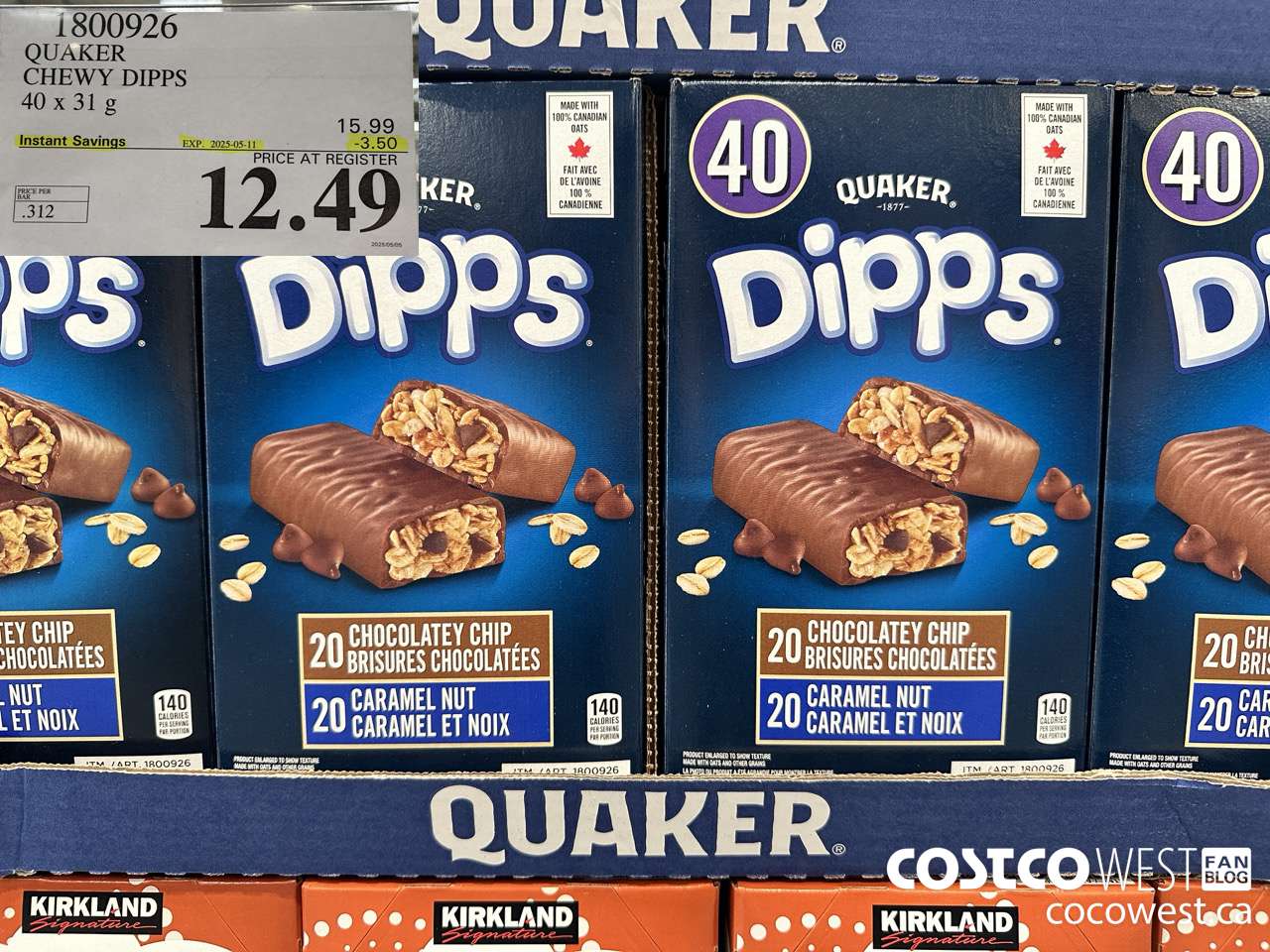 1800926 QUAKER CHEWY DIPPS 40 X 31 G ($3.50 INSTANT SAVINGS EXPIRES ON 2025-05-11) $12.49
