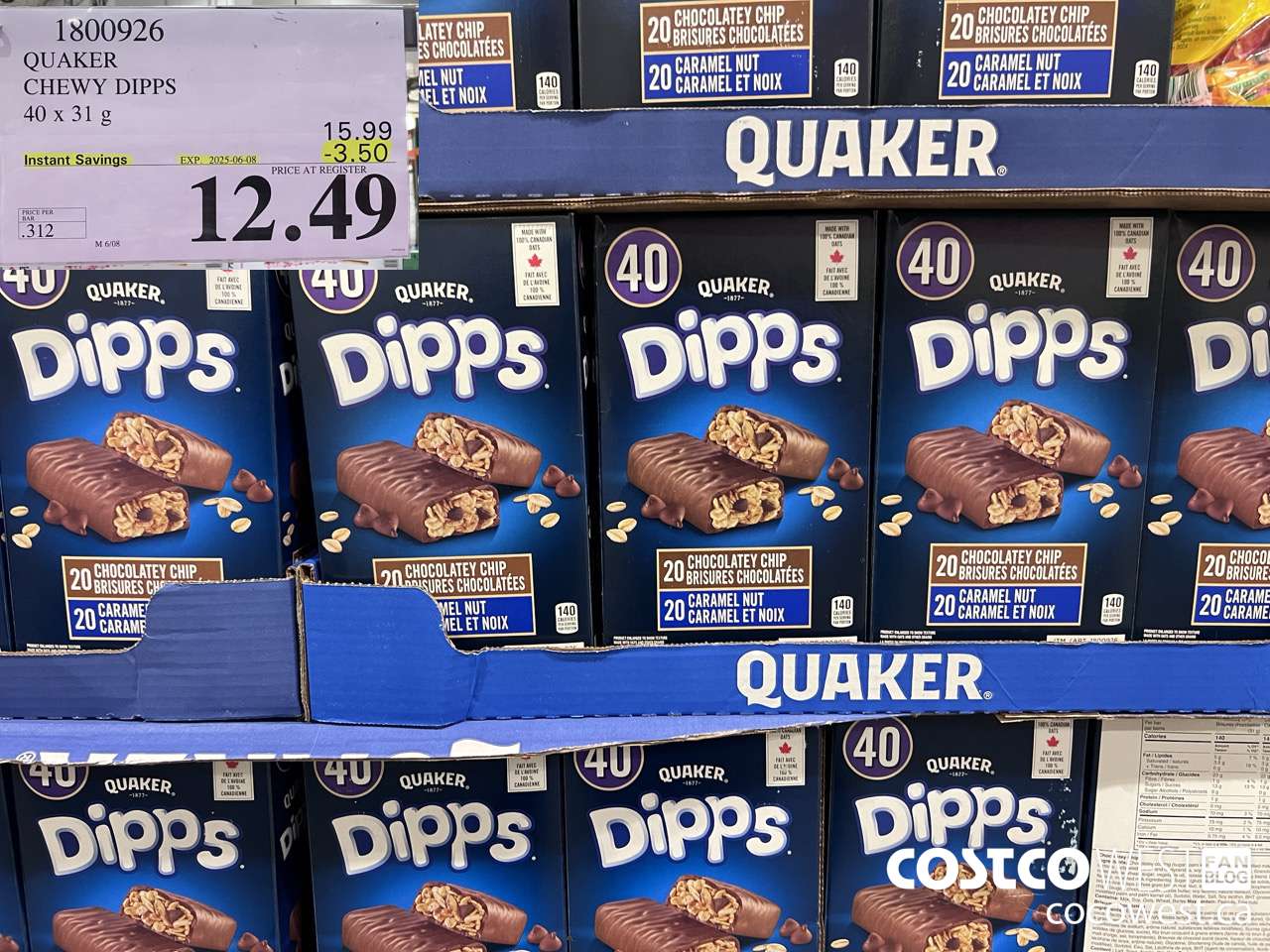 1800926 QUAKER CHEWY DIPPS 40 X 31 G ($3.50 INSTANT SAVINGS EXPIRES ON 2025-06-08) $12.49