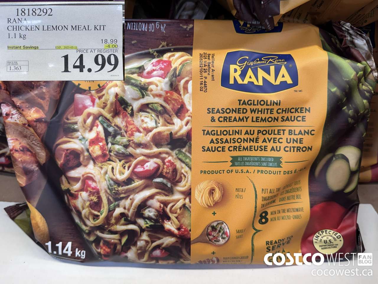 1818292 RANA CHICKEN LEMON MEAL KIT 1.1 KG ($4.00 INSTANT SAVINGS EXPIRES ON 2025-05-11) $14.99