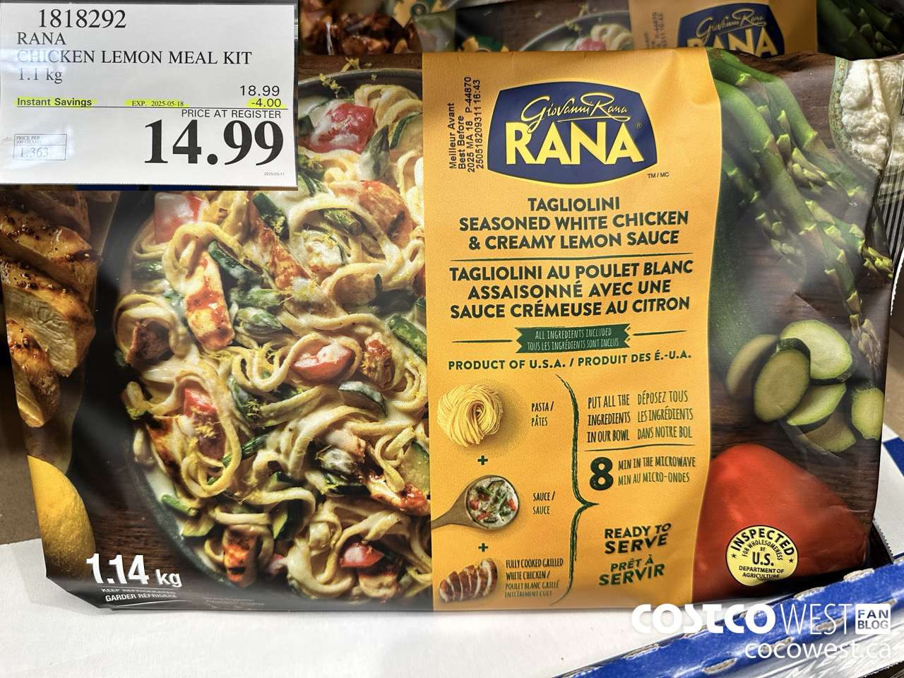 1818292 RANA CHICKEN LEMON MEAL KIT 1.1 KG ($4.00 INSTANT SAVINGS EXPIRES ON 2025-05-18) $14.99