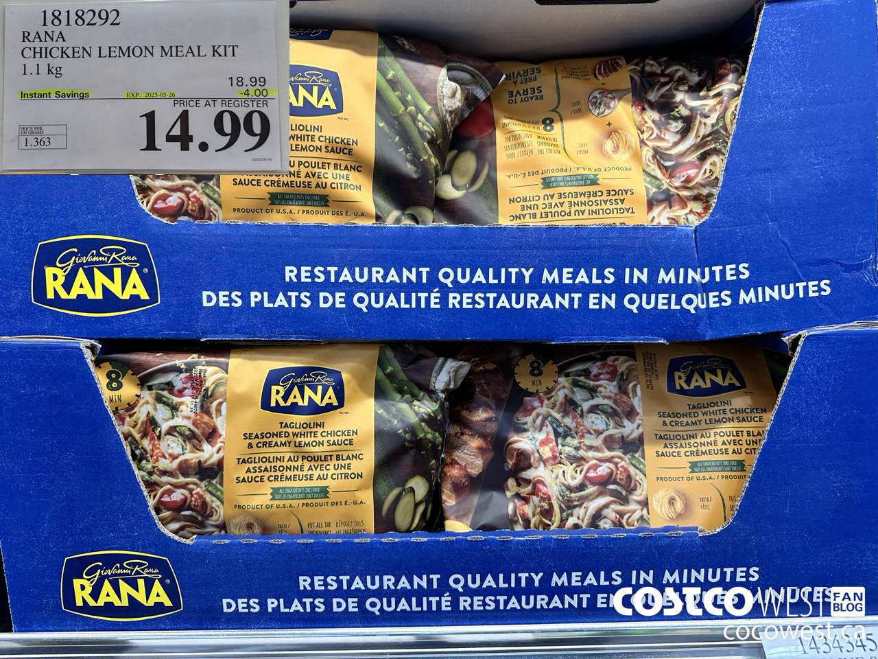 1818292 RANA CHICKEN LEMON MEAL KIT 1.1 KG ($4.00 INSTANT SAVINGS EXPIRES ON 2025-05-26) $14.99