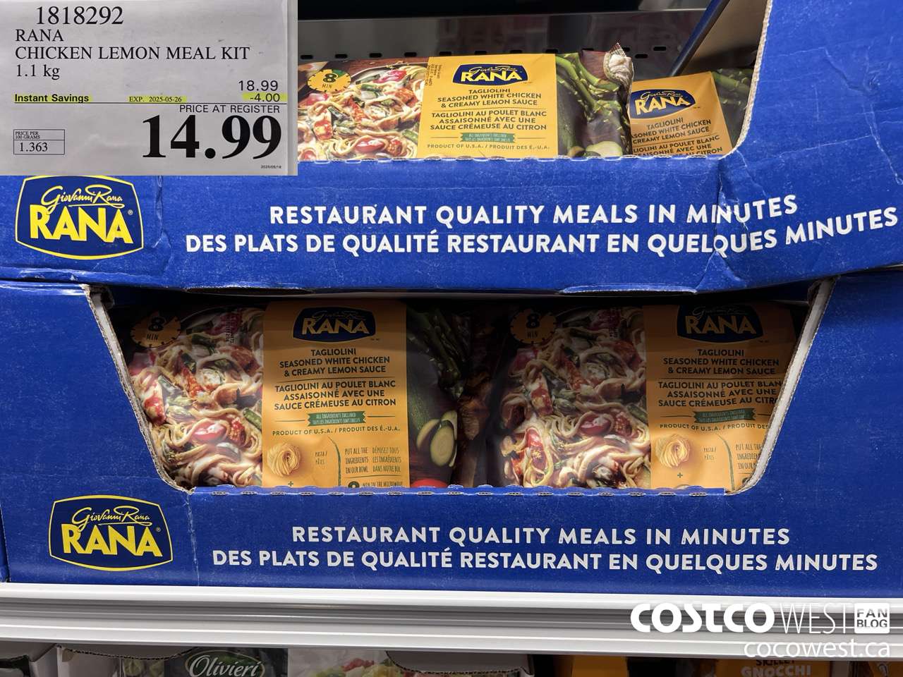 1818292 RANA CHICKEN LEMON MEAL KIT 1.1 KG ($4.00 INSTANT SAVINGS EXPIRES ON 2025-05-26) $14.99