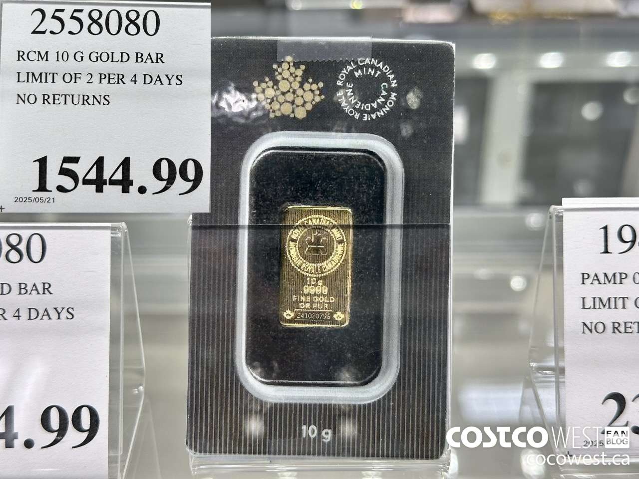 2558080 RCM 10 G GOLD BAR LIMIT OF 2 PER 4 DAYS NO RETURNS $1544.99
