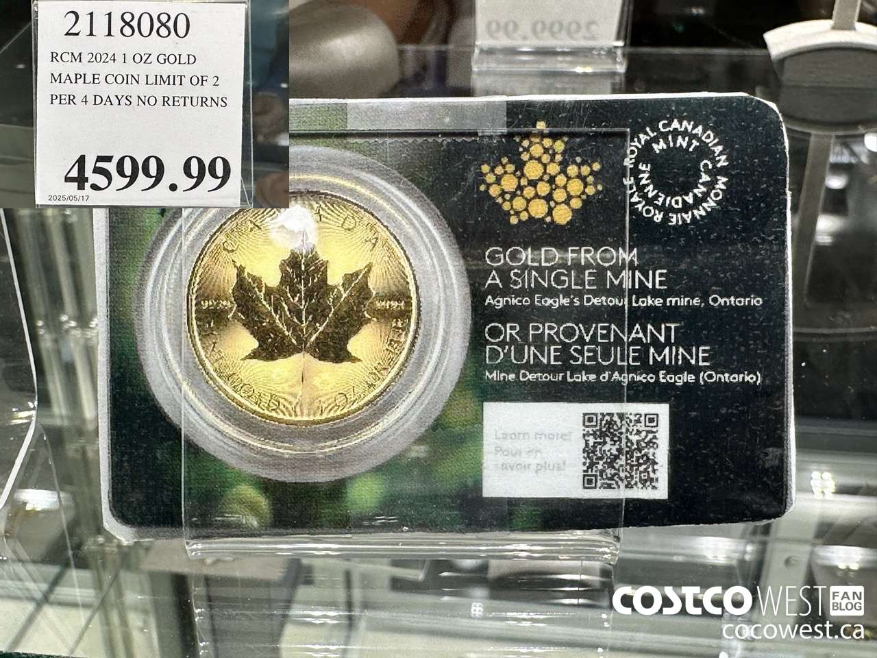 2118080 RCM 2024 1 OZ GOLD. MAPLE COIN LIMIT OF 2 PER 4 DAYS NO RETURNS $4599.99
