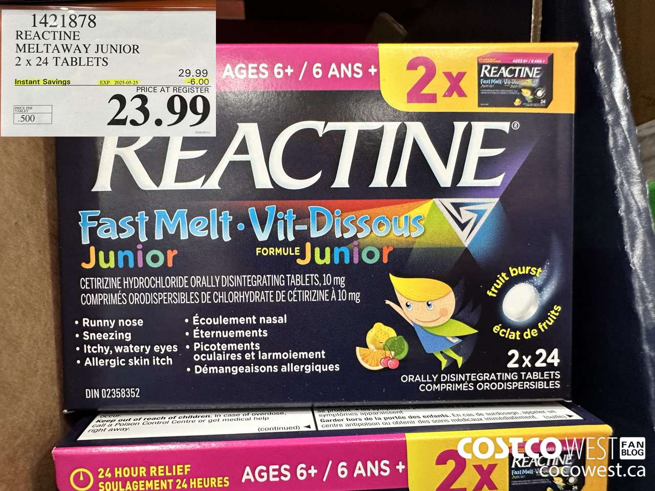 1421878 REACTINE MELTAWAY JUNIOR 2 X 24's ($6.00 INSTANT SAVINGS EXPIRES ON 2025-05-25) $23.99