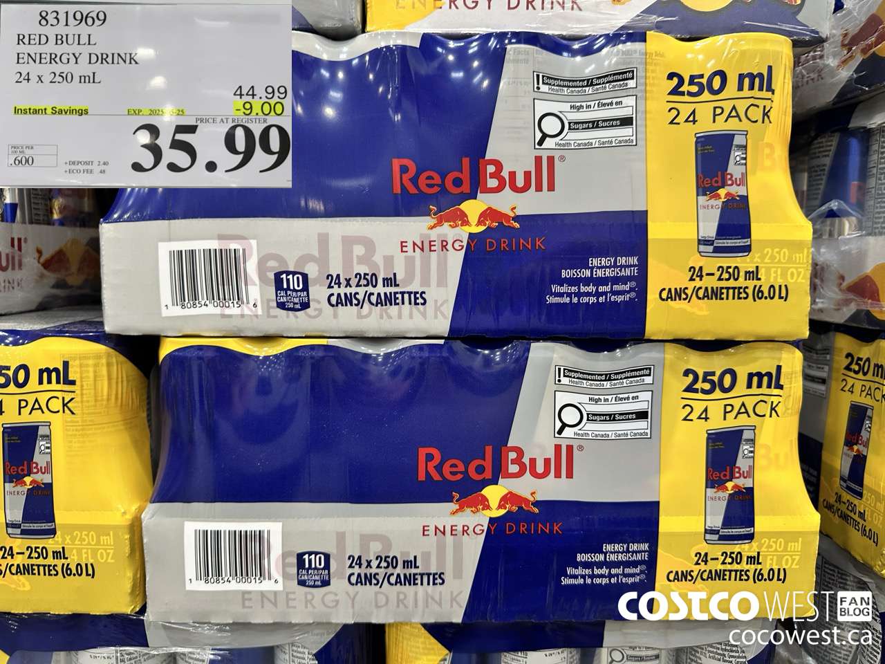 831969 RED BULL ENERGY DRINK 24 X 250ML ($9.00 INSTANT SAVINGS EXPIRES ON 2025-05-25) $35.99
