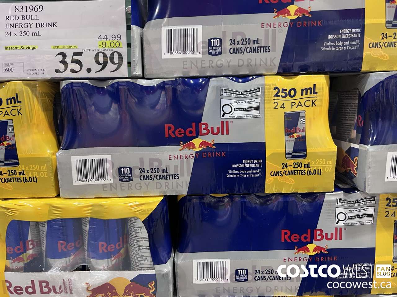 831969 RED BULL ENERGY DRINK 24 X 250ML ($9.00 INSTANT SAVINGS EXPIRES ON 2025-05-25) $35.99