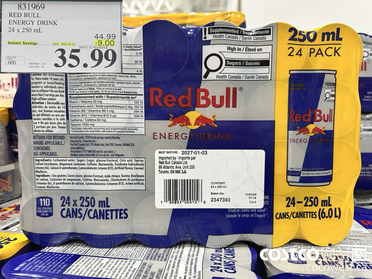 831969 RED BULL ENERGY DRINK 24 X 250ML ($9.00 INSTANT SAVINGS EXPIRES ON 2025-05-25) $35.99