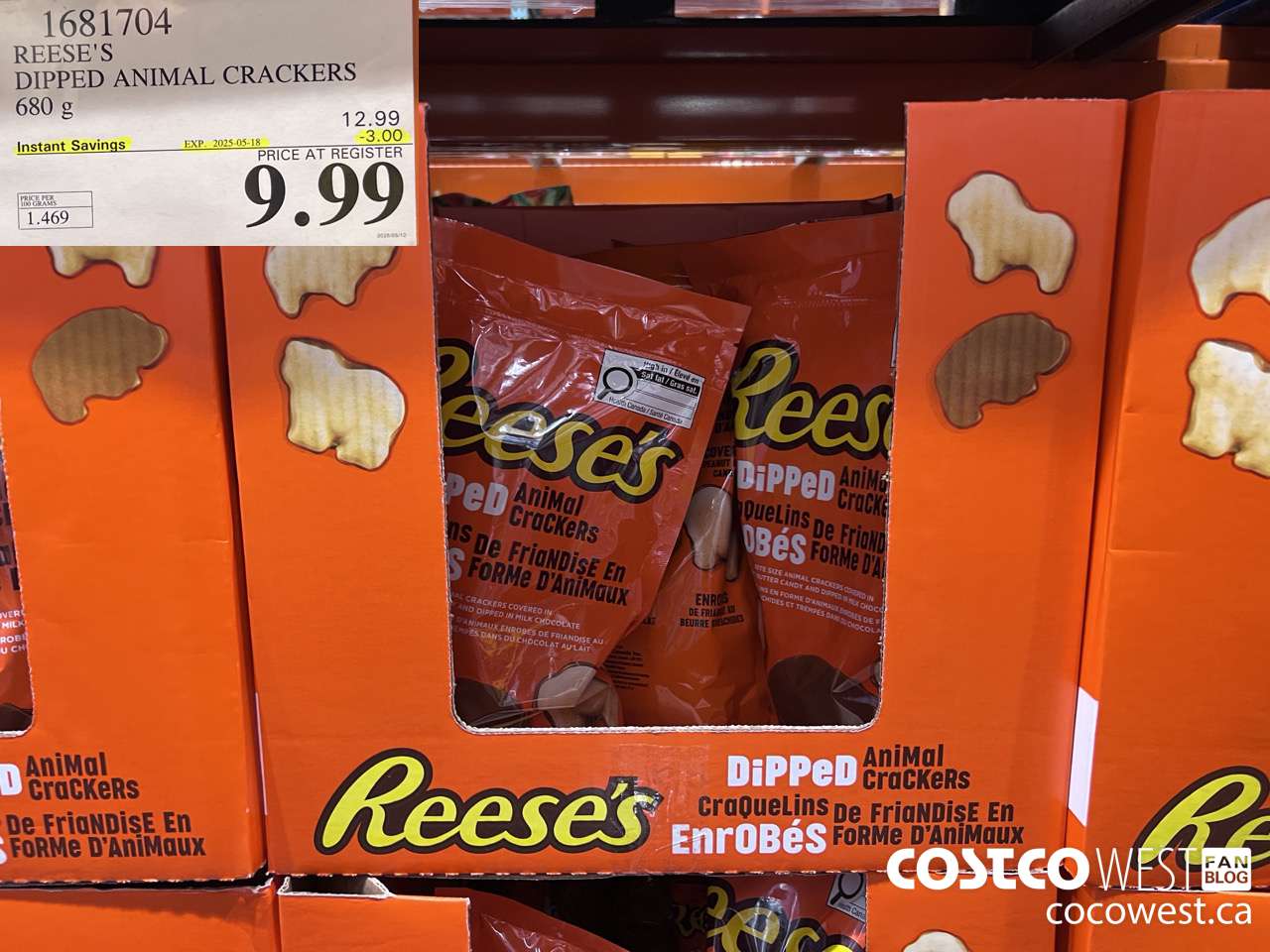 1681704 REESE'S DIPPED ANIMAL CRACKERS 24 OZ ($3.00 INSTANT SAVINGS EXPIRES ON 2025-05-18) $9.99