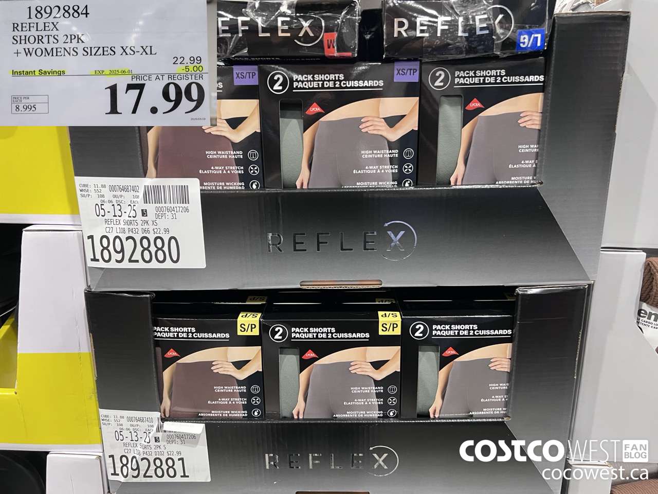 1892884 REFLEX SHORTS 2PK WOMENS SIZES XS-XL ($5.00 INSTANT SAVINGS EXPIRES ON 2025-06-01) $17.99