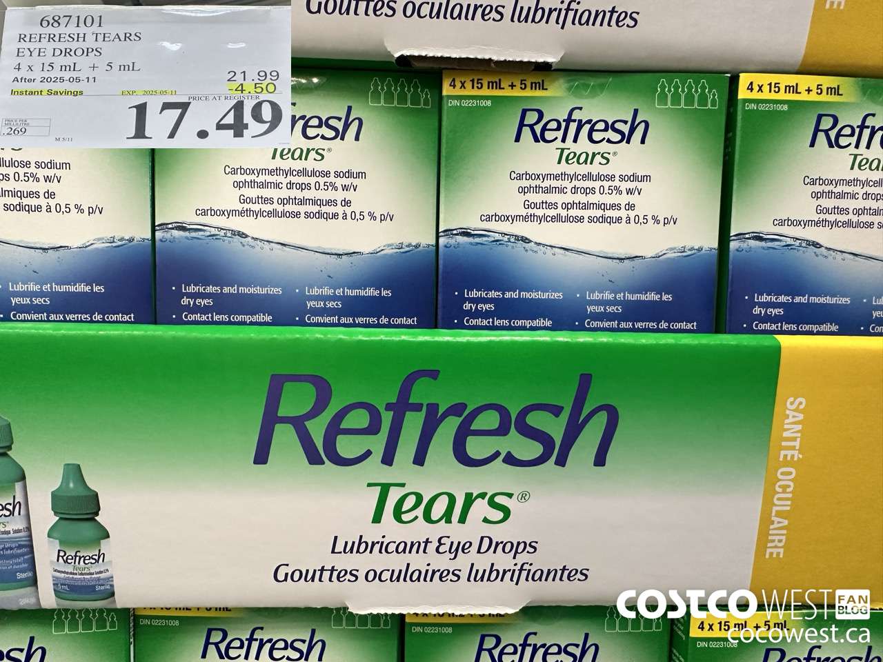 687101 REFRESH TEARS LUBRICANT EYE DROPS 4X15ml PLUS 5ml ($4.50 INSTANT SAVINGS EXPIRES ON 2025-05-11) $17.49