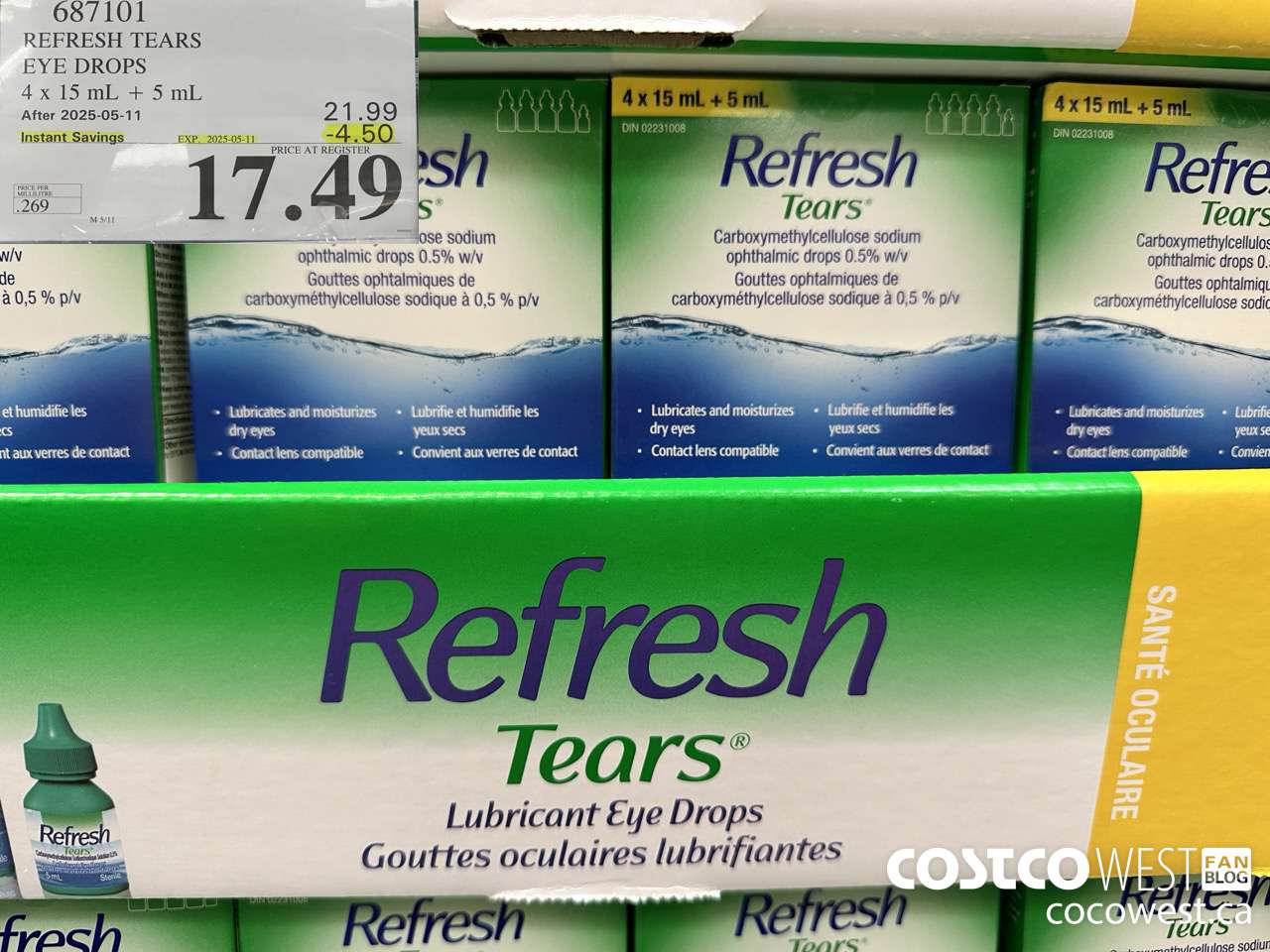 687101 REFRESH TEARS LUBRICANT EYE DROPS 4X15ml PLUS 5ml ($4.50 INSTANT SAVINGS EXPIRES ON 2025-05-11) $17.49