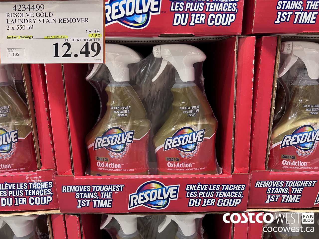 4234499 RESOLVE GOLD LAUNDRY STAIN REMOVER 2 X 550ML ($3.50 INSTANT SAVINGS EXPIRES ON 2025-05-25) $12.49