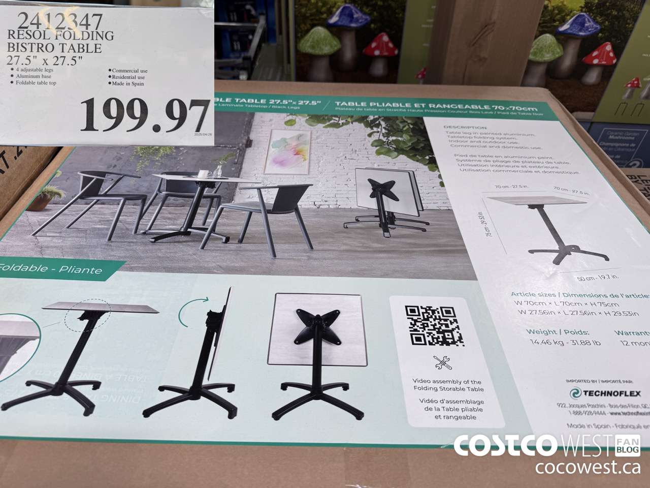 2412347 RESOL FOLDING BISTRO TABLE 27.5