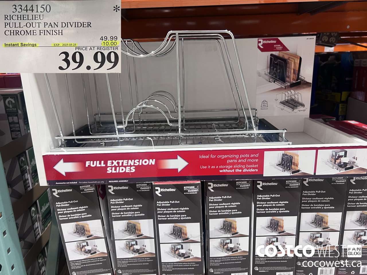 3344150 RICHELIEU PULL-OUT PAN DIVIDER CHROME FINISH ($10.00 INSTANT SAVINGS EXPIRES ON 2025-05-25) $39.99