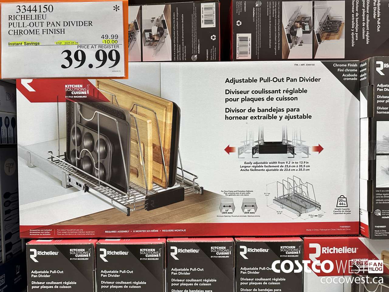 3344150 RICHELIEU PULL-OUT PAN DIVIDER CHROME FINISH ($10.00 INSTANT SAVINGS EXPIRES ON 2025-05-25) $39.99
