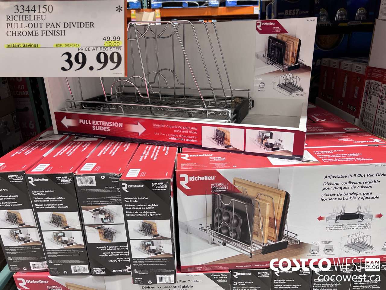 3344150 RICHELIEU PULL-OUT PAN DIVIDER CHROME FINISH ($10.00 INSTANT SAVINGS EXPIRES ON 2025-05-25) $39.99