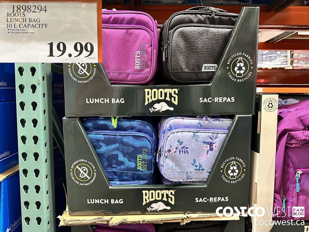 1898294 ROOTS LUNCH BAG 10 L CAPACITY $19.99