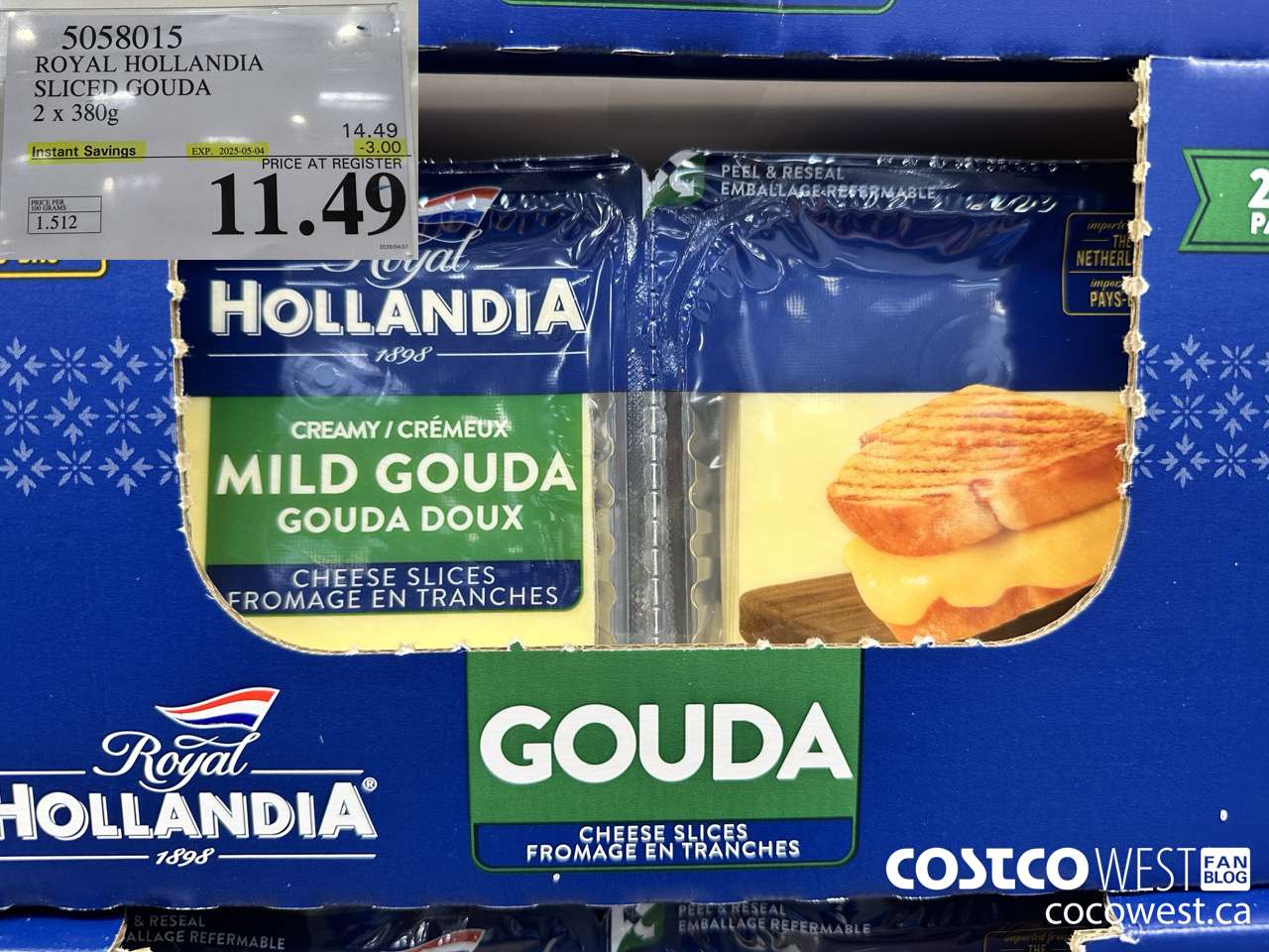 5058015 ROYAL HOLLANDIA SLICED GOUDA 2 x 380g ($3.00 INSTANT SAVINGS EXPIRES ON 2025-05-04) $11.49