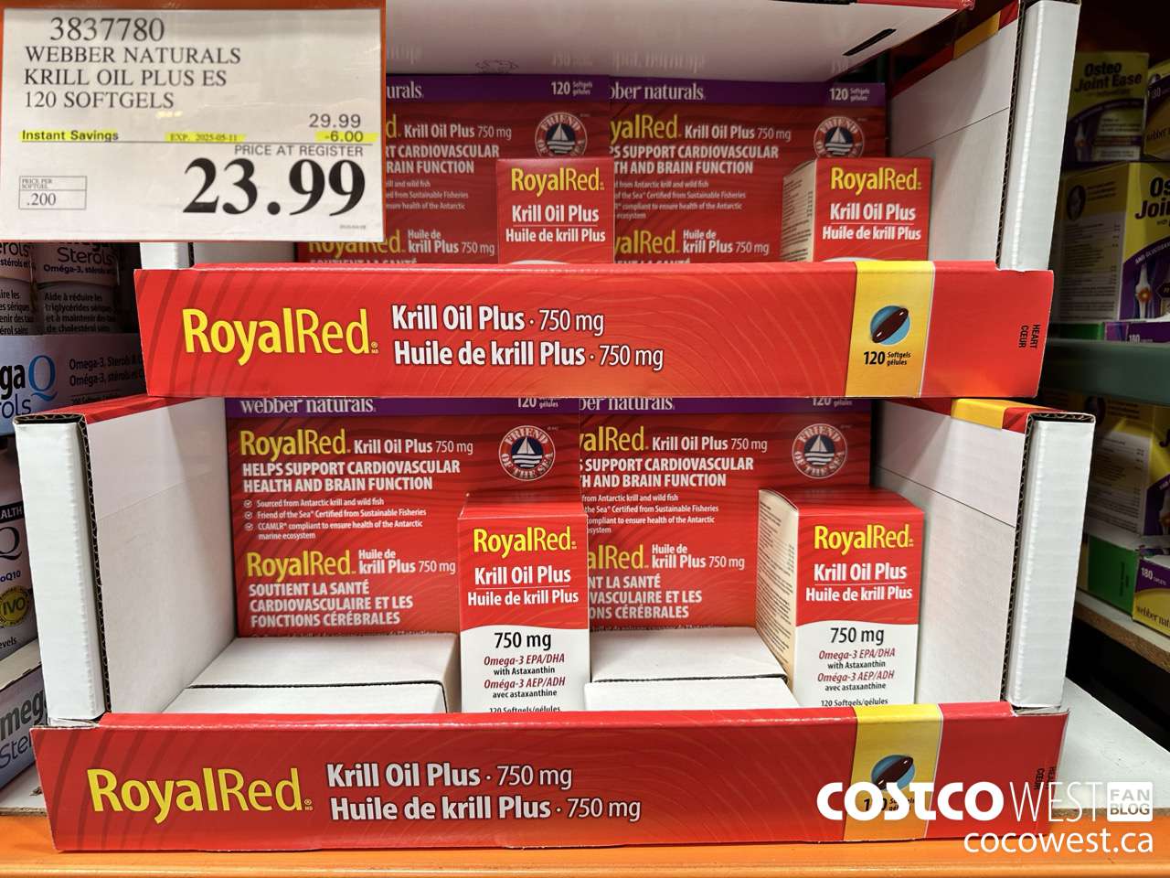 3837780 ROYAL RED KRILL OIL PLUS 750MG 120 SOFTGELS ($6.00 INSTANT SAVINGS EXPIRES ON 2025-05-11) $23.99