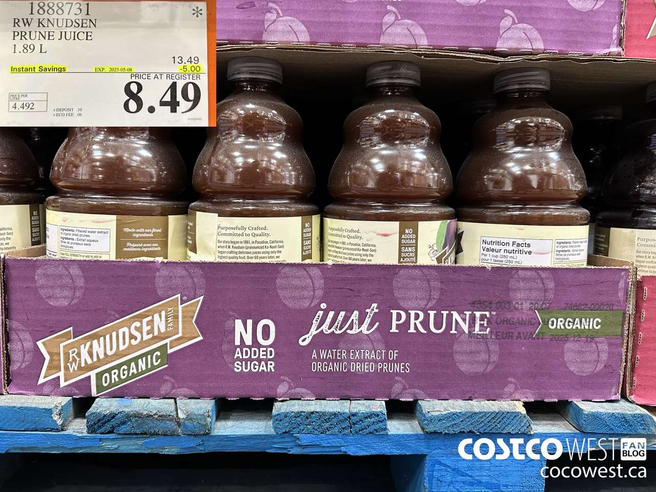 1888731 RW KNUDSEN PRUNE JUICE 1.89L ($5.00 INSTANT SAVINGS EXPIRES ON 2025-05-08) $8.49