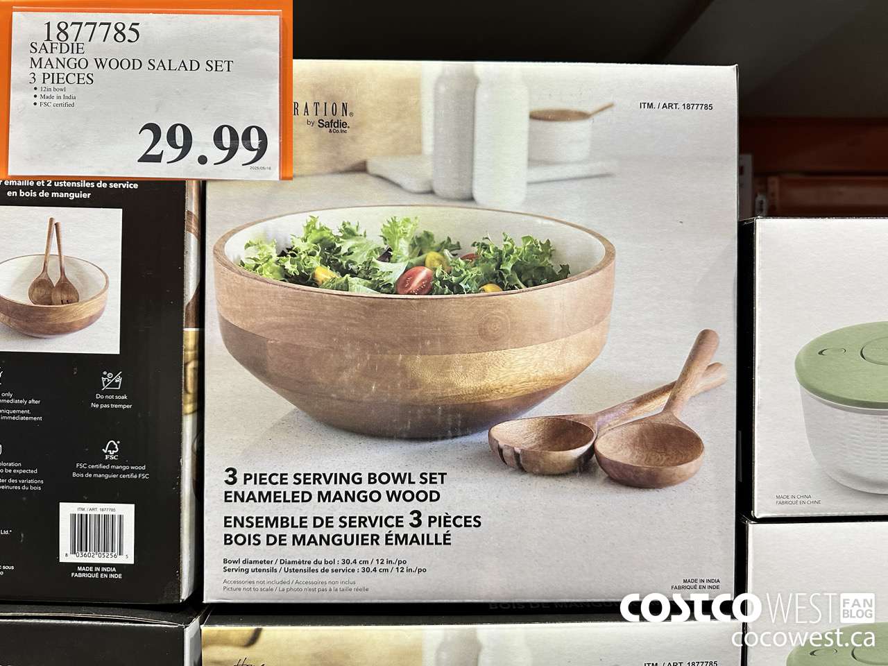 1877785 SAFDIE MANGO WOOD SALAD SET 3 PIECES $29.99