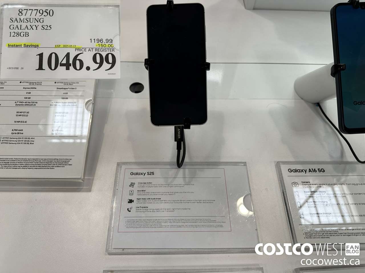 8777950 SAMSUNG GALAXY S25 128GB ($150.00 INSTANT SAVINGS EXPIRES ON 2025-05-13) $1046.99