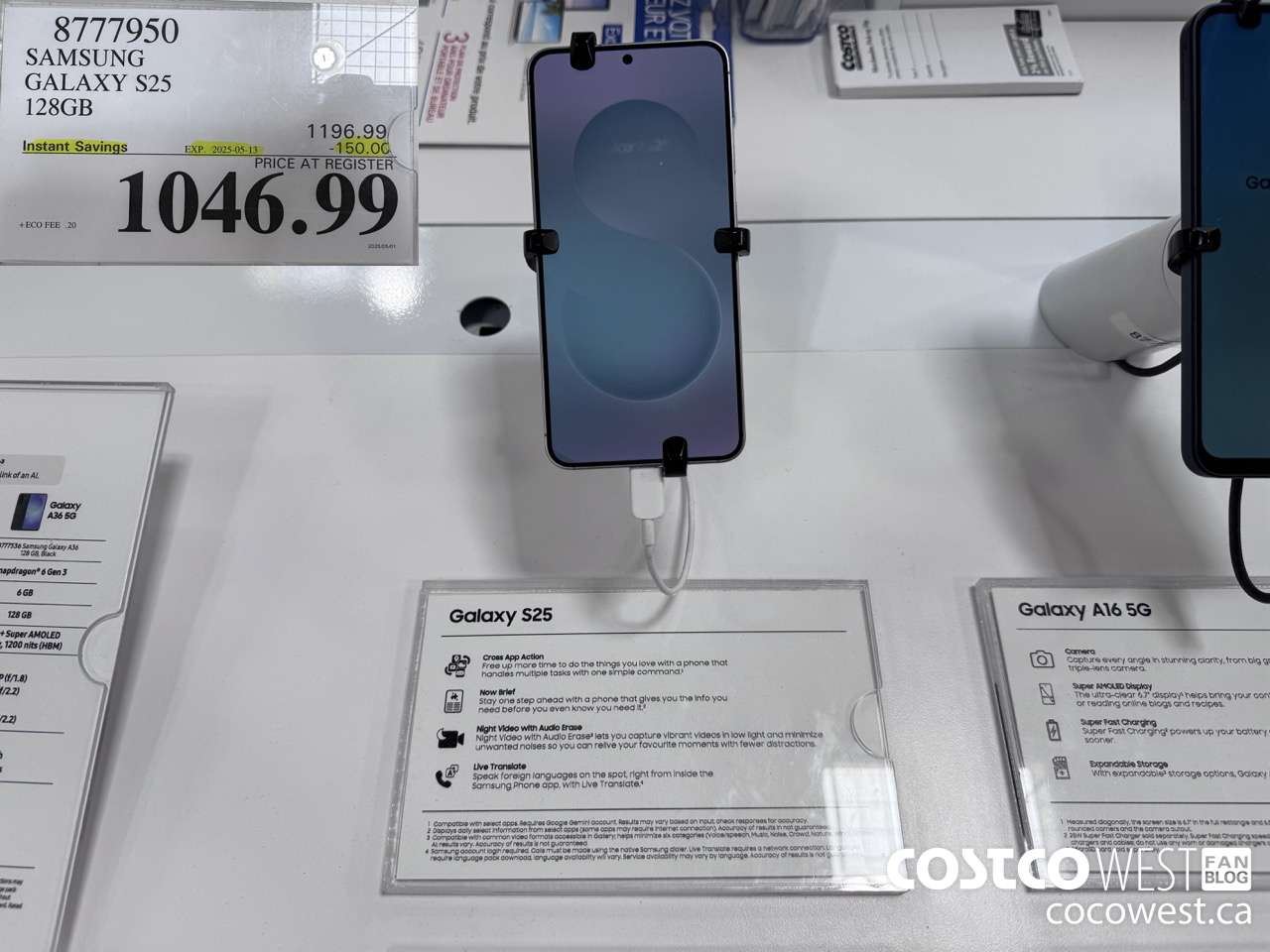 8777950 SAMSUNG GALAXY S25 128GB ($150.00 INSTANT SAVINGS EXPIRES ON 2025-05-13) $1046.99