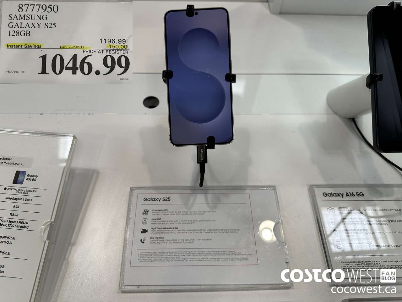 8777950 SAMSUNG GALAXY S25 128GB ($150.00 INSTANT SAVINGS EXPIRES ON 2025-05-13) $1046.99