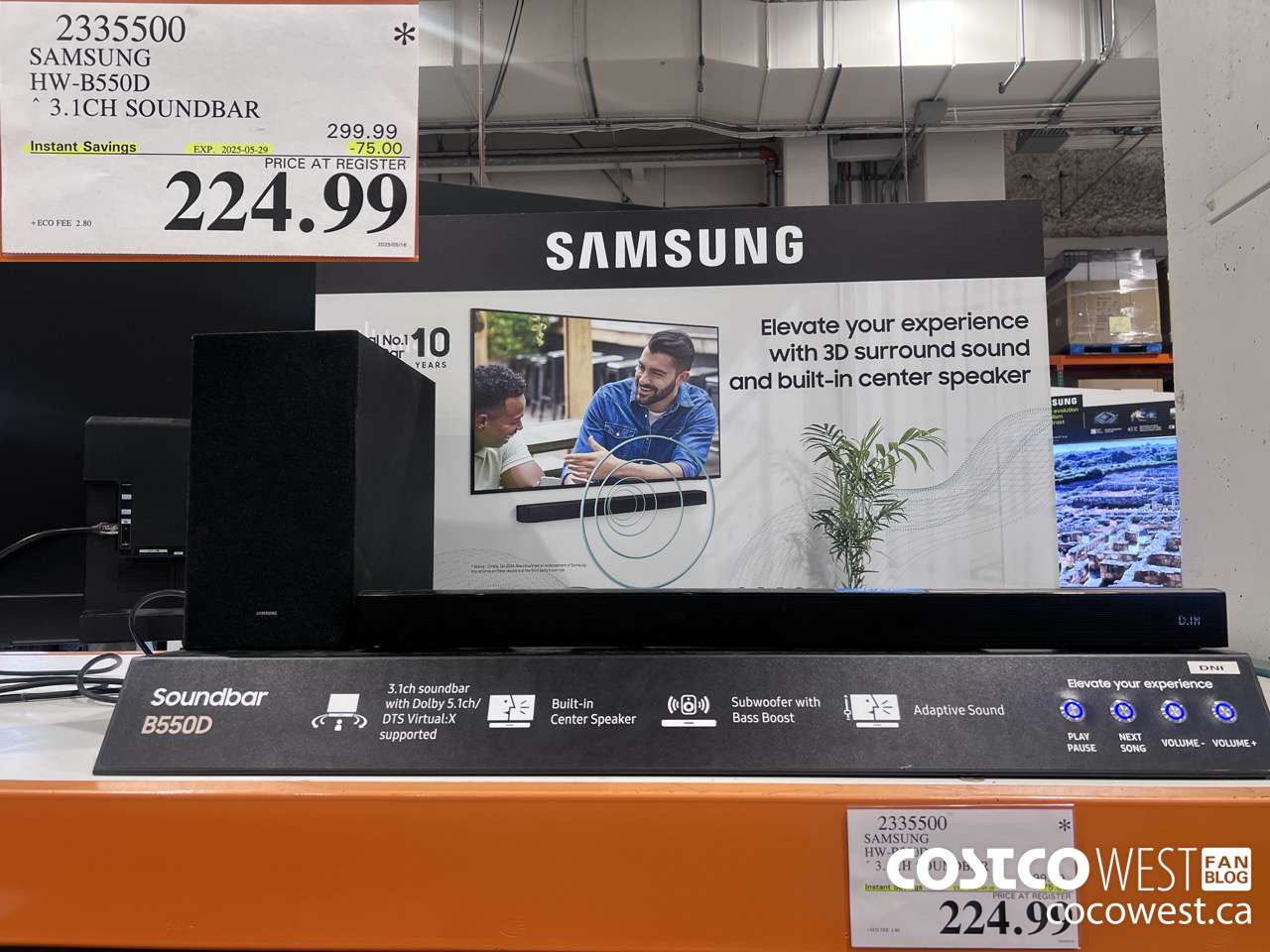 2335500 SAMSUNG HW-B550D SOUNDBAR 3.1CH ($75.00 INSTANT SAVINGS EXPIRES ON 2025-05-29) $224.99