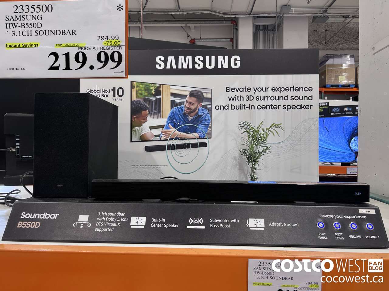 2335500 SAMSUNG HW-B550D SOUNDBAR 3.1CH ($75.00 INSTANT SAVINGS EXPIRES ON 2025-05-29) $219.99